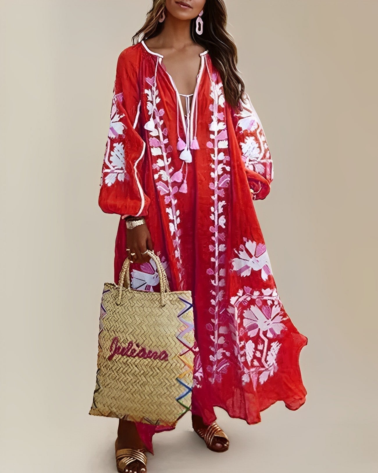 Zomerjurk Vrouw Losse Retro Boho Stijl