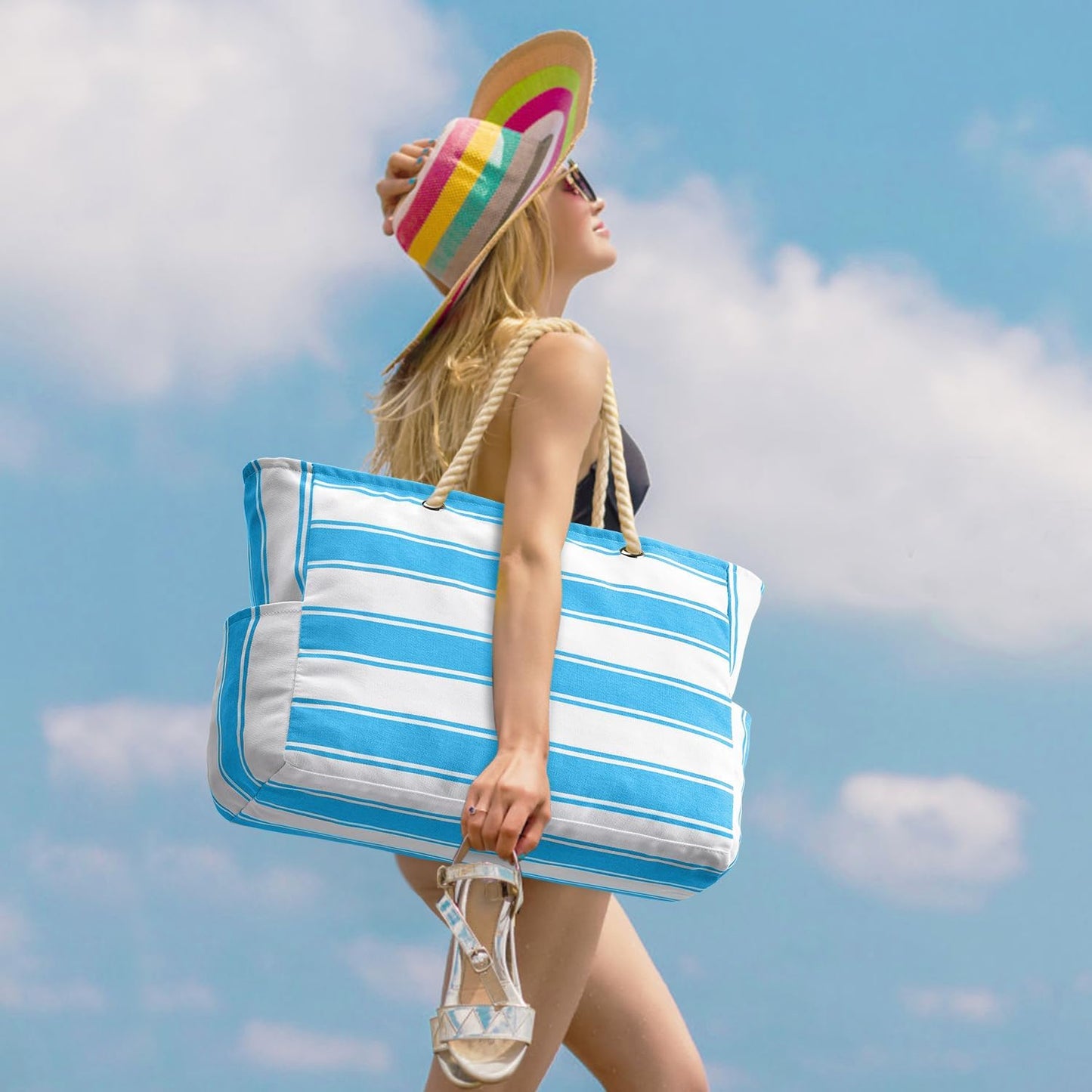 Waterbestendige Strandtas Oversized met Zandwerende Binnenvulling – Perfecte Zomertas voor Strand, Zwembad en Reizen