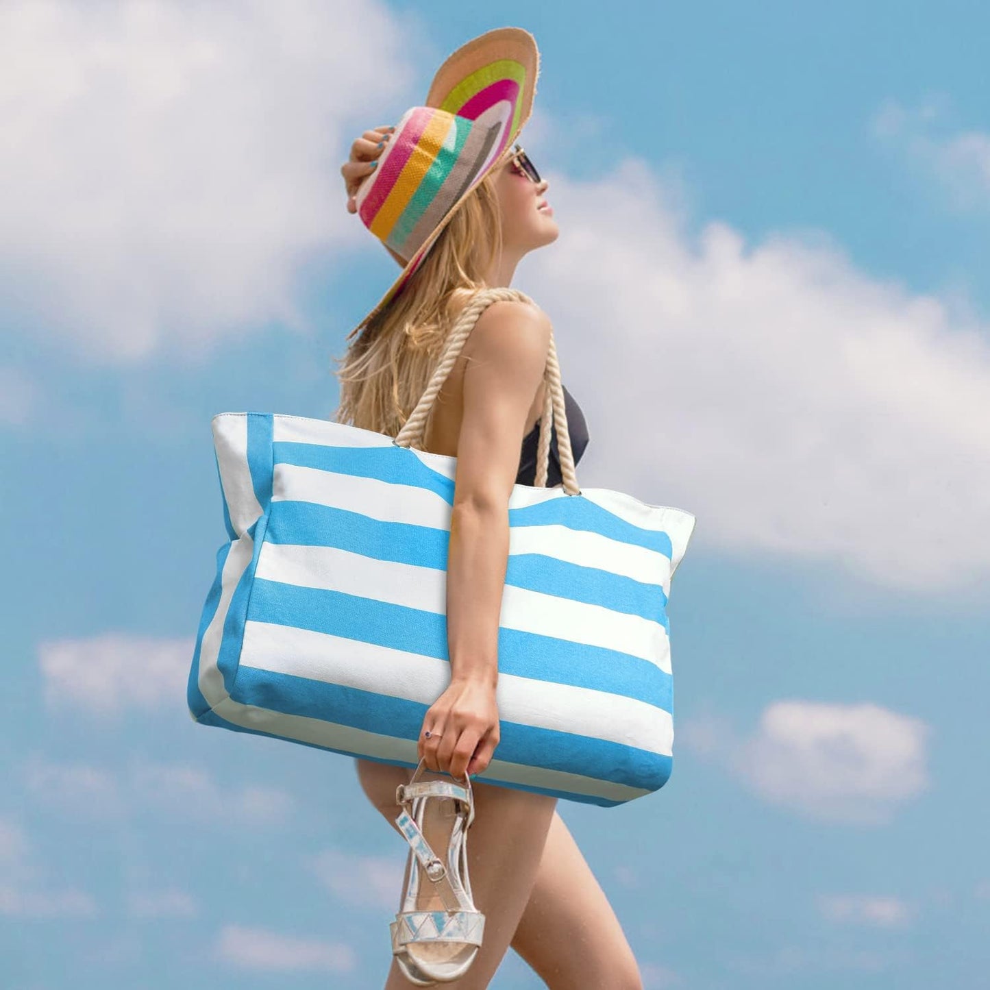 Waterbestendige Strandtas Oversized met Zandwerende Binnenvulling – Perfecte Zomertas voor Strand, Zwembad en Reizen