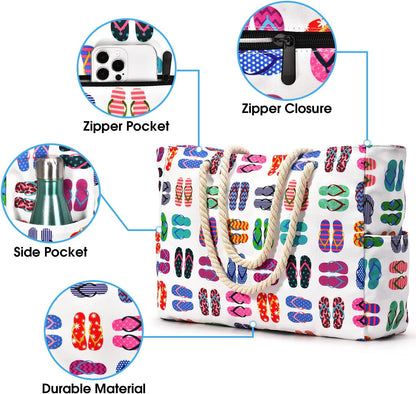 Waterbestendige Strandtas Oversized met Zandwerende Binnenvulling – Perfecte Zomertas voor Strand, Zwembad en Reizen