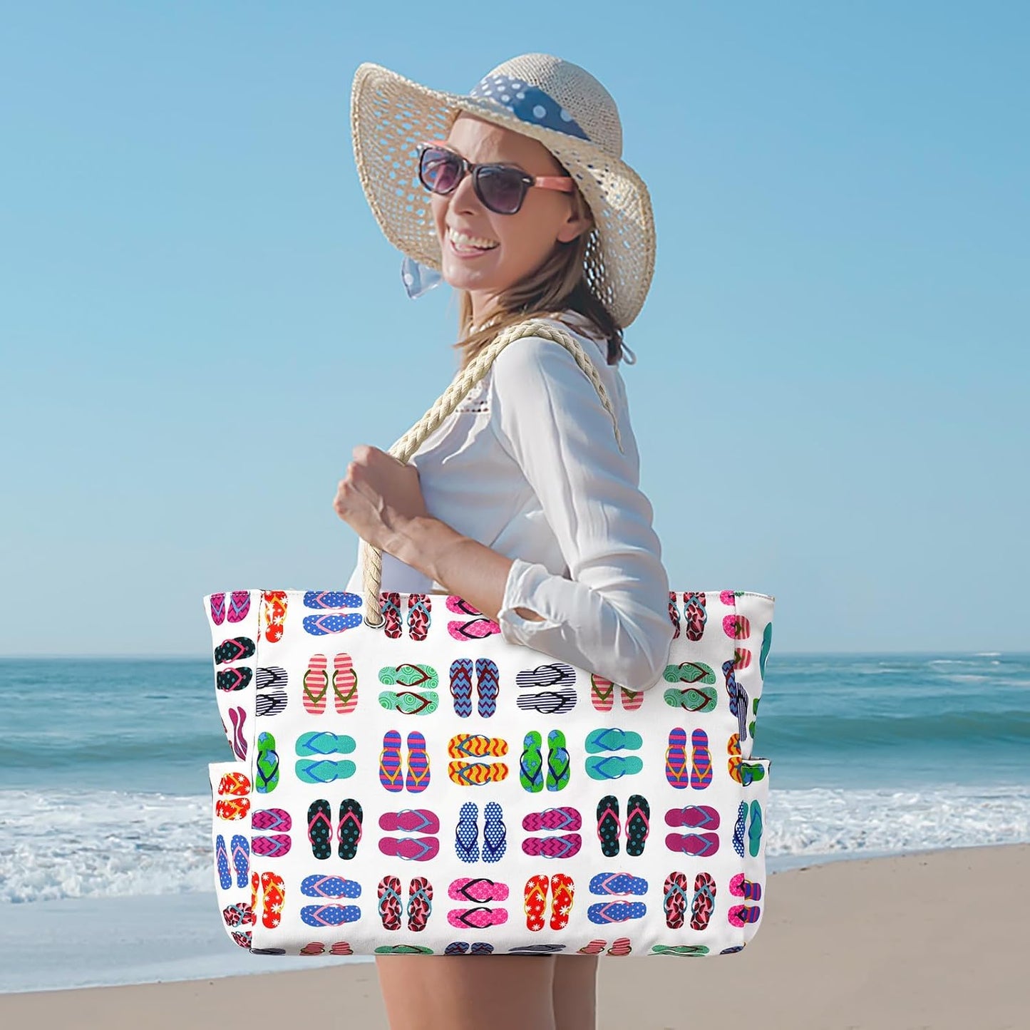 Waterbestendige Strandtas Oversized met Zandwerende Binnenvulling – Perfecte Zomertas voor Strand, Zwembad en Reizen