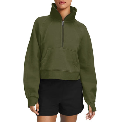 Dames Sweatshirt Zacht Sportief met Halve Rits