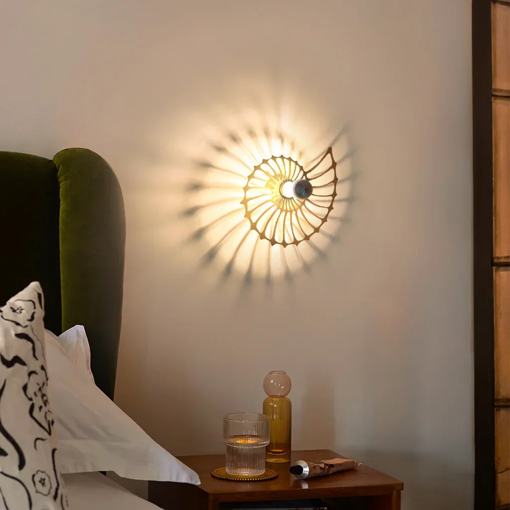 Ronde Wandlamp 50 cm Goud Keramiek Handgemaakt LED Drukknop Snoer 150 cm