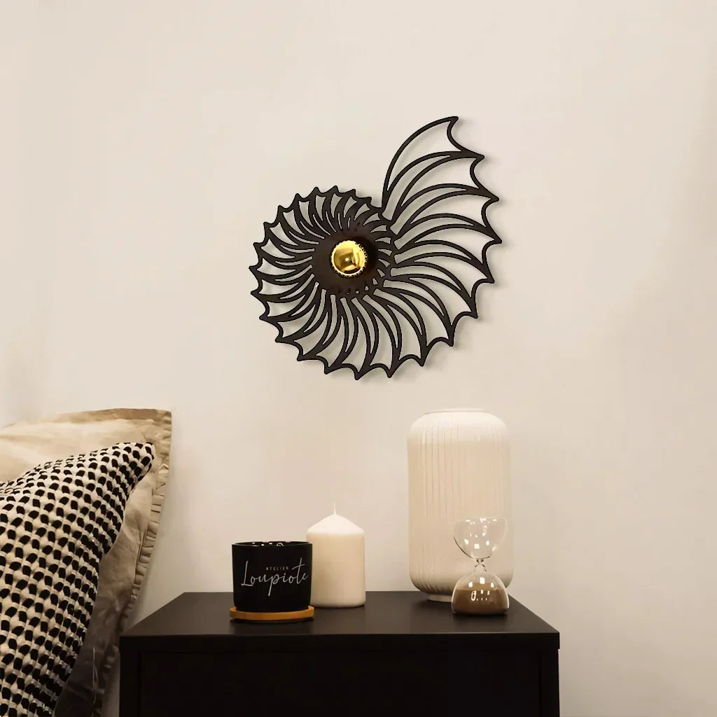 Ronde Wandlamp 50 cm Goud Keramiek Handgemaakt LED Drukknop Snoer 150 cm