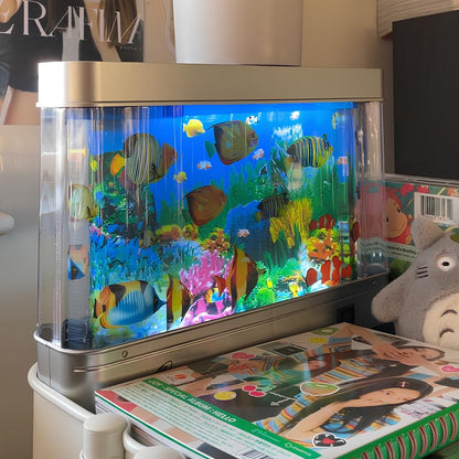 Retro Aquariumlamp met Bewegende Vissen – Rustgevende Sfeerverlichting voor Woonkamer, Kantoor, Kinderkamer | Geen Onderhoud Nodig | Nostalgische LED-lamp