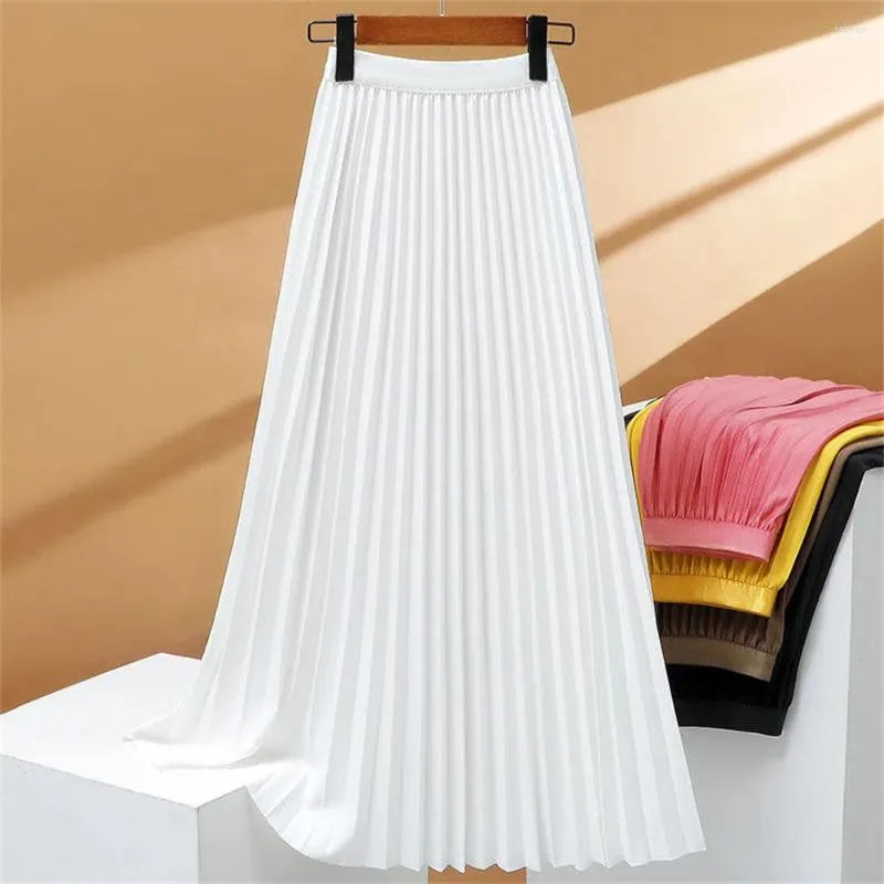Elastische Maxi Rok Geplooid met Hoge Taille