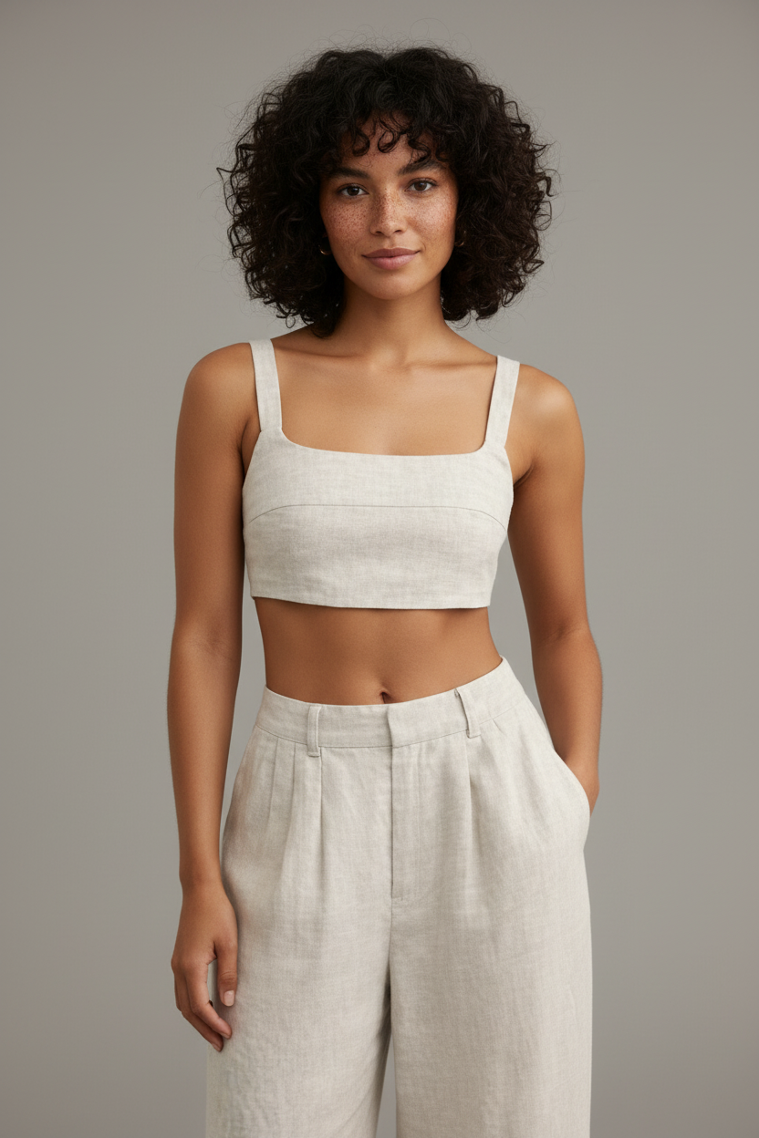 Linnen Set: Crop Top en Broek voor Vrouw Zomer - StudioMarella