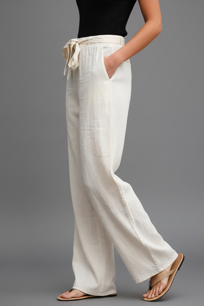 Beige linnen broek - zijkant