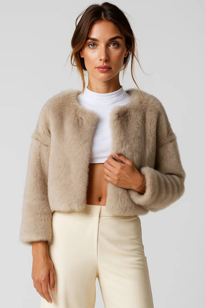 Dames Jas Kort Fluffy Model Elegant Stijl - StudioMarella