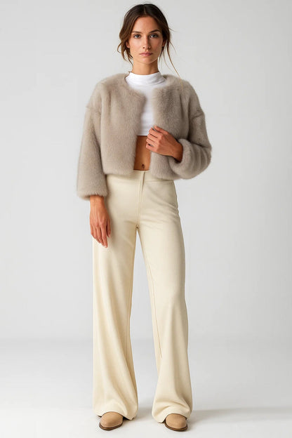 Dames Jas Kort Fluffy Model Elegant Stijl