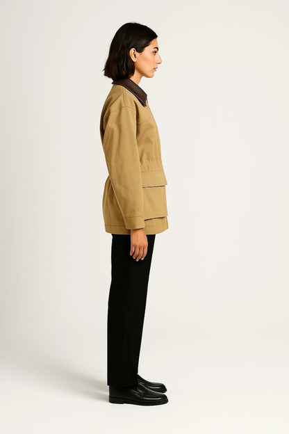 Dames Tussenjas Getailleerd met Grote Zakken Casual Stijl