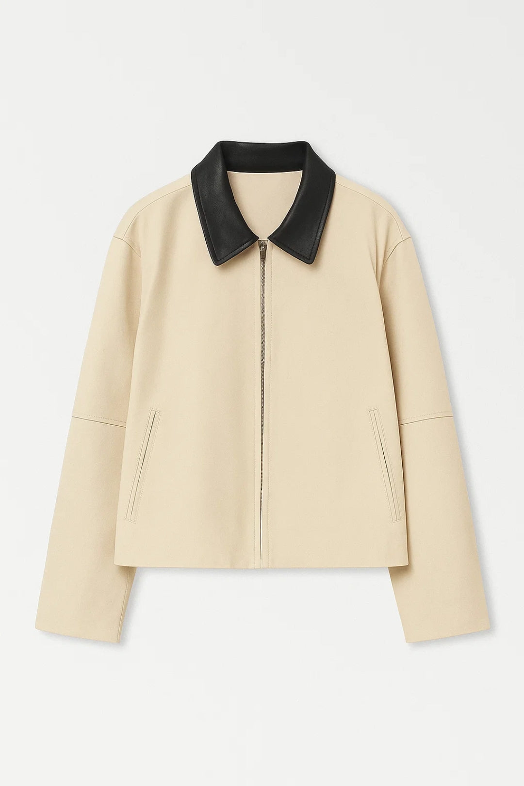 Dames Bikerjas Oversized Contrasterende Kraag Casual Stijl