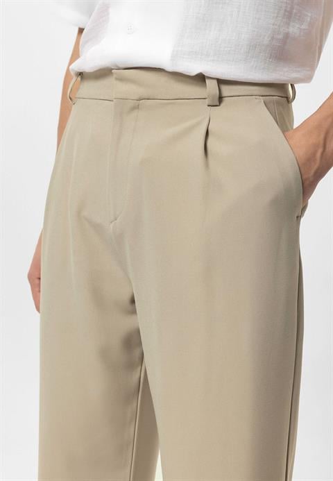 Herenbroek Hoge Taille Beige Comfortabele Broek