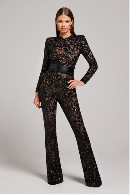 Luxe Jumpsuit Lange Mouw Glamour Pailletten voor Avond出 - StudioMarella