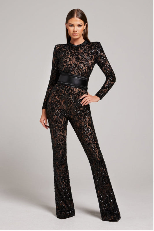 Luxe Jumpsuit Lange Mouw Glamour Pailletten voor Avond出 - StudioMarella