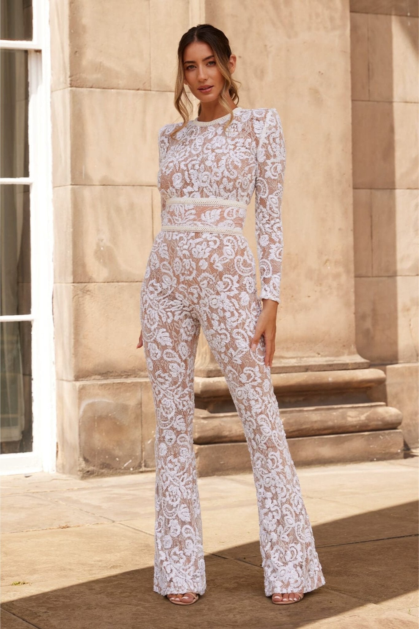 Luxe Jumpsuit Lange Mouw Glamour Pailletten voor Avond出