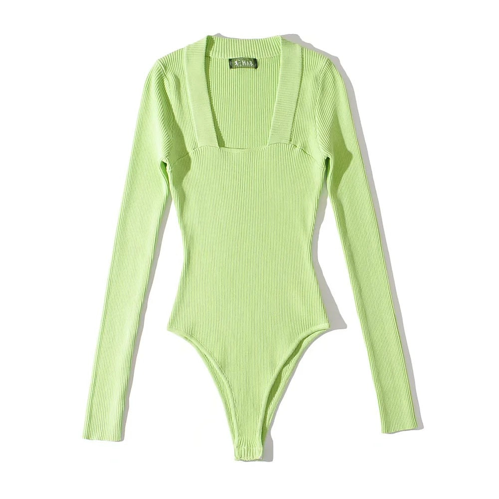 Dames Body Retro met Vierkant Halslijn en Geribde Pasvorm