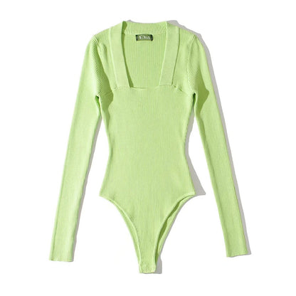 Dames Body Retro met Vierkant Halslijn en Geribde Pasvorm