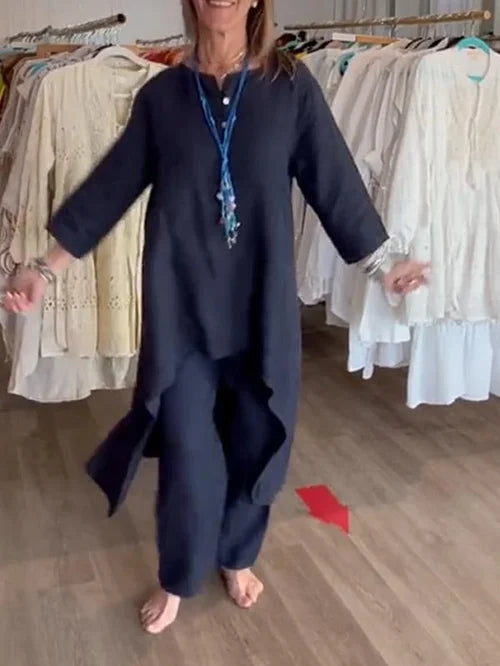 Linnen Damespak Zomerjurk Elegante Korte Broek