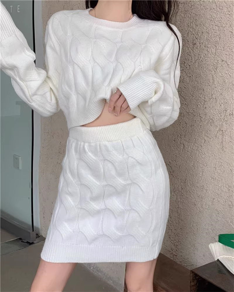 Dames Gebreide Rok en Trui Set Tweedelig Stijlvol Warm