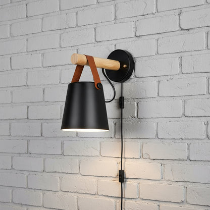 Scandinavische Wandlamp Hout voor Slaapkamer – Minimalistisch Natuurhout Lichtpunt Wit of Zwart