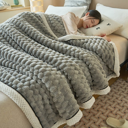 Zachte Coral Fleece Deken – Warme Omkeerbare Plaid voor Bank & Bed