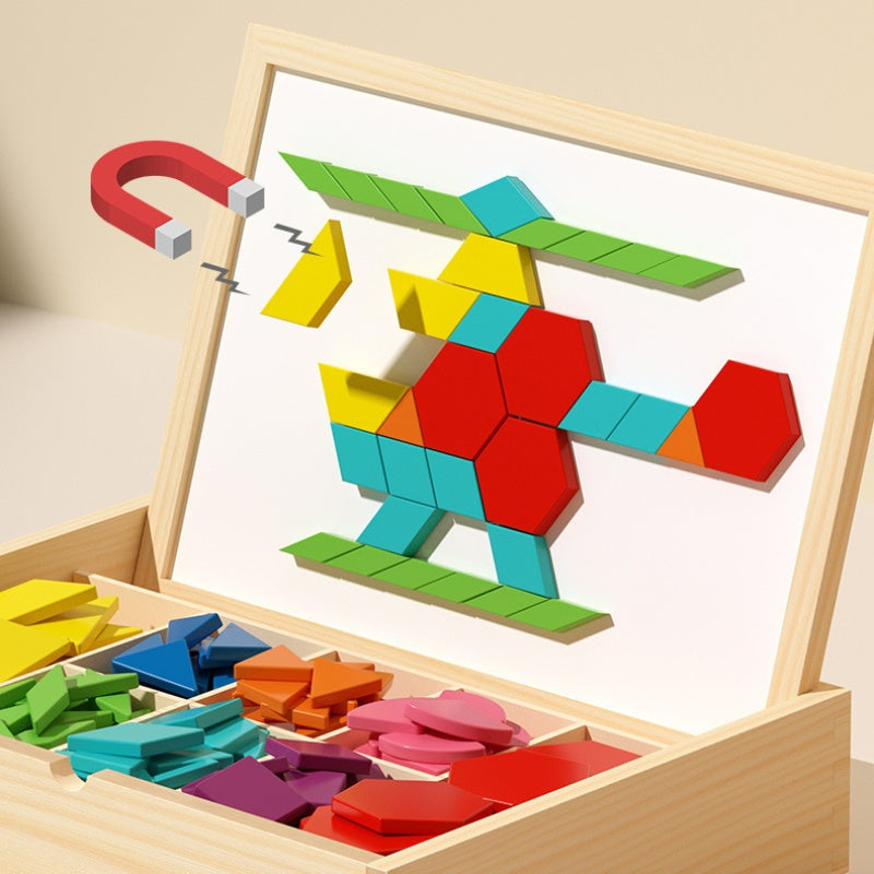 Magnetische Houten Bouwblokken met Voorbeeldkaarten 180/200-delig Educatief Speelgoed voor Kinderen 3+ Jaren met Opbergdoos STEM Ontwikkelingsspel Ruimtelijk Inzicht Fijne Motoriek Creatief Bouwen