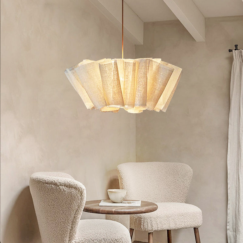 Geplisseerde Stoffen Hanglamp – Minimalistische Scandinavische Verlichting voor Eetkamer & Woonkamer