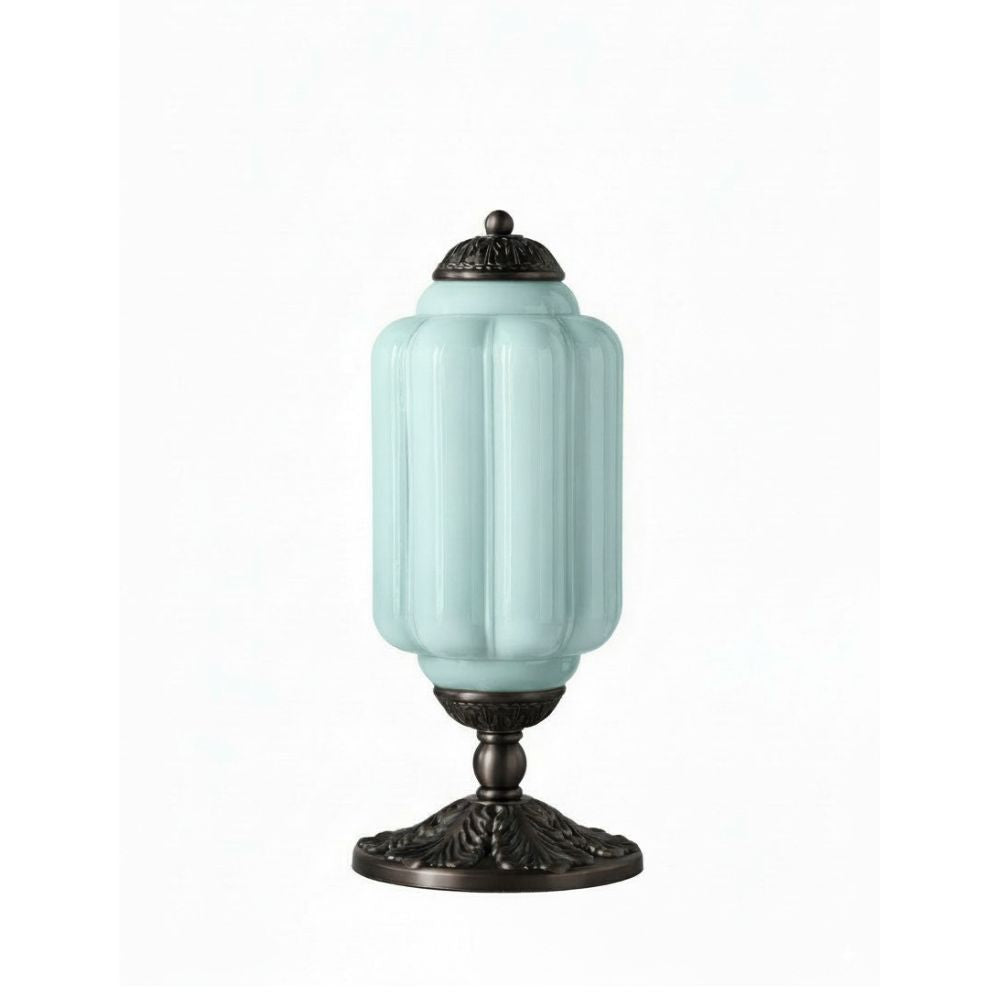 Glazen Tafellamp met Scallop Design Vintage Stijl Slaapkamer Woonkamer Accentverlichting Zwart Messing Matglas