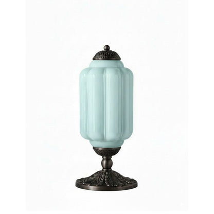 Glazen Tafellamp met Scallop Design Vintage Stijl Slaapkamer Woonkamer Accentverlichting Zwart Messing Matglas