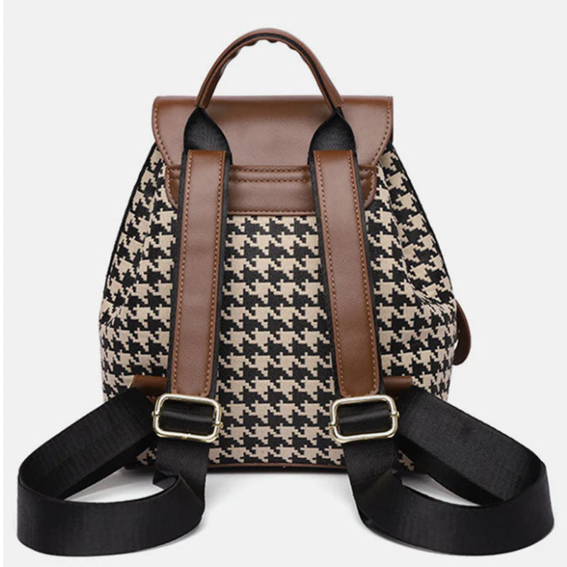 Dames Rugzak Houndstooth Patroon Stijlvol en Veelzijdig
