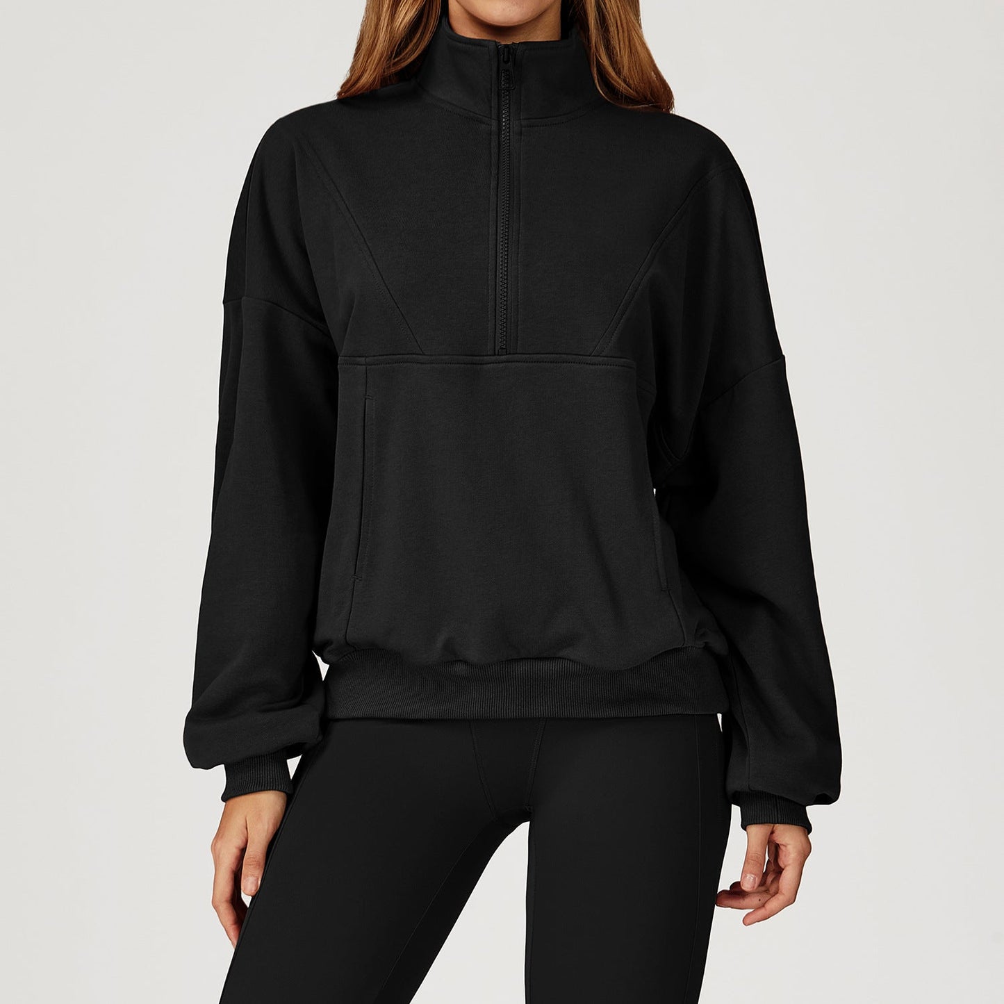 Dames Sweatshirt Sportief Met Halve Rits Comfortabel