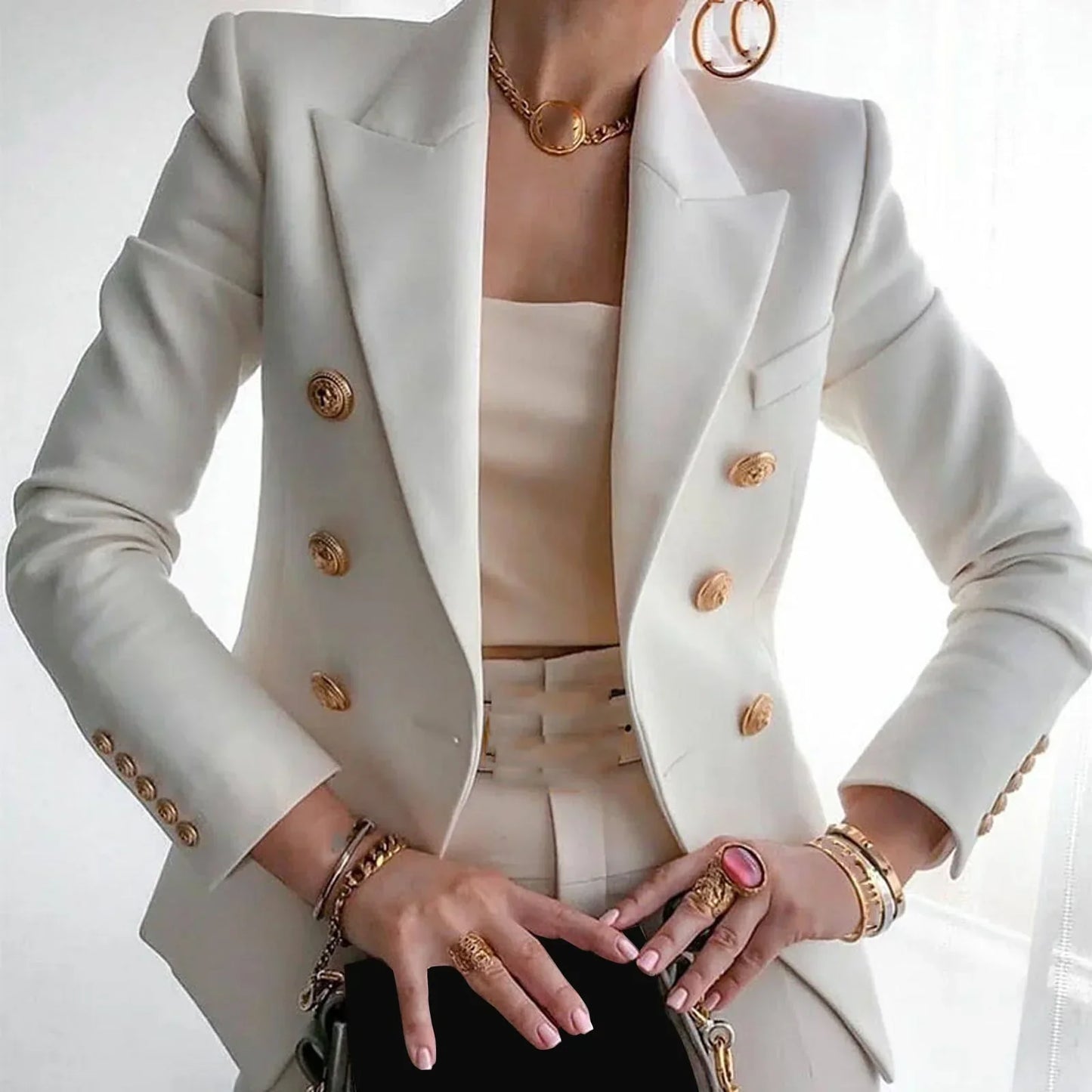 Vrouwelijke Oversized Blazer met Lange Mouwen