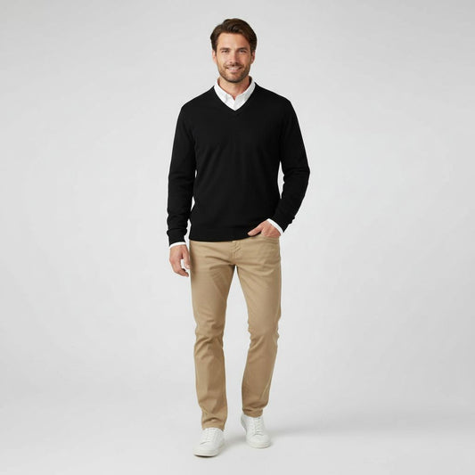 Heren Trui Klassieke V-hals Comfortabele Stof - StudioMarella