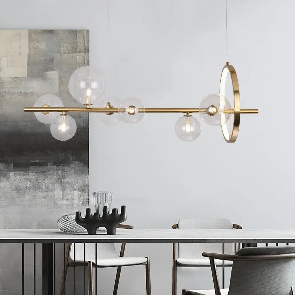 Glazen Hanglampen Lineair - Modern Gouden of Zwarte Hanglamp met 7 of 10 Lichtpunten - Inclusief G9 LED Lampen - Verstelbare Hoogte voor Keukeneiland Eettafel
