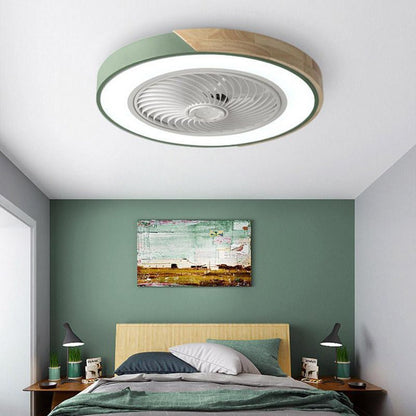 Plafondventilator met Lamp 50cm LED Dimbaar Hout Afstandsbediening Slaapkamer Woonkamer Keuken Bladloos Plafondlamp Ventilator