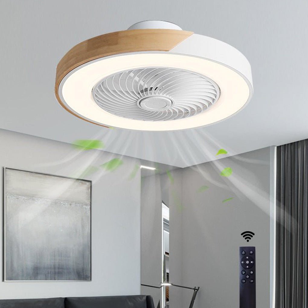 Plafondventilator met Lamp 50cm LED Dimbaar Hout Afstandsbediening Slaapkamer Woonkamer Keuken Bladloos Plafondlamp Ventilator