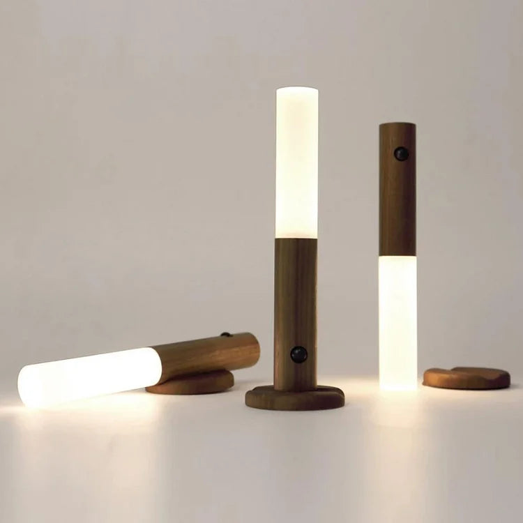Houten Nachtlampje met Bewegingssensor – Oplaadbaar LED-Nachtlicht voor Slaapkamer, Gang & Toilet – Warmwit Licht Hout