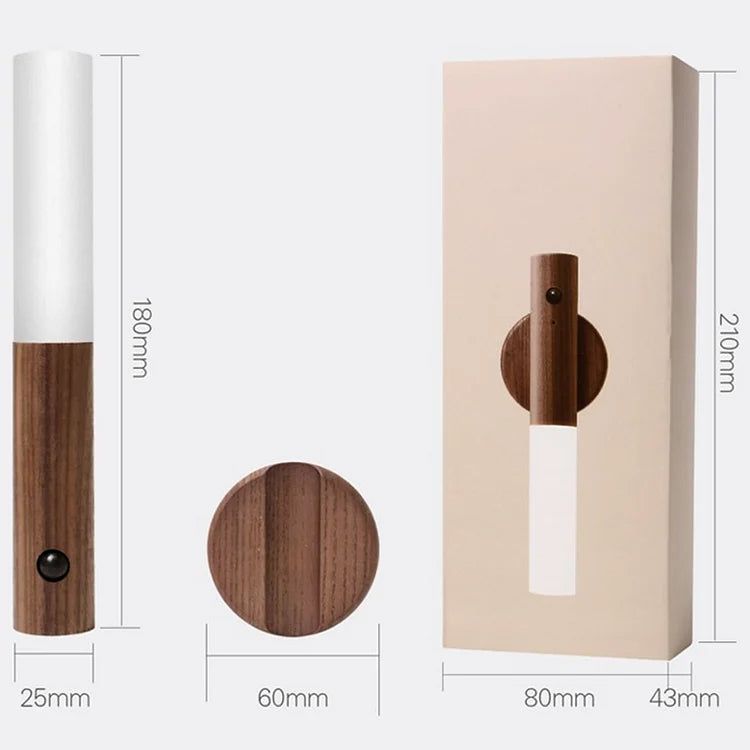 Houten Nachtlampje met Bewegingssensor – Oplaadbaar LED-Nachtlicht voor Slaapkamer, Gang & Toilet – Warmwit Licht Hout