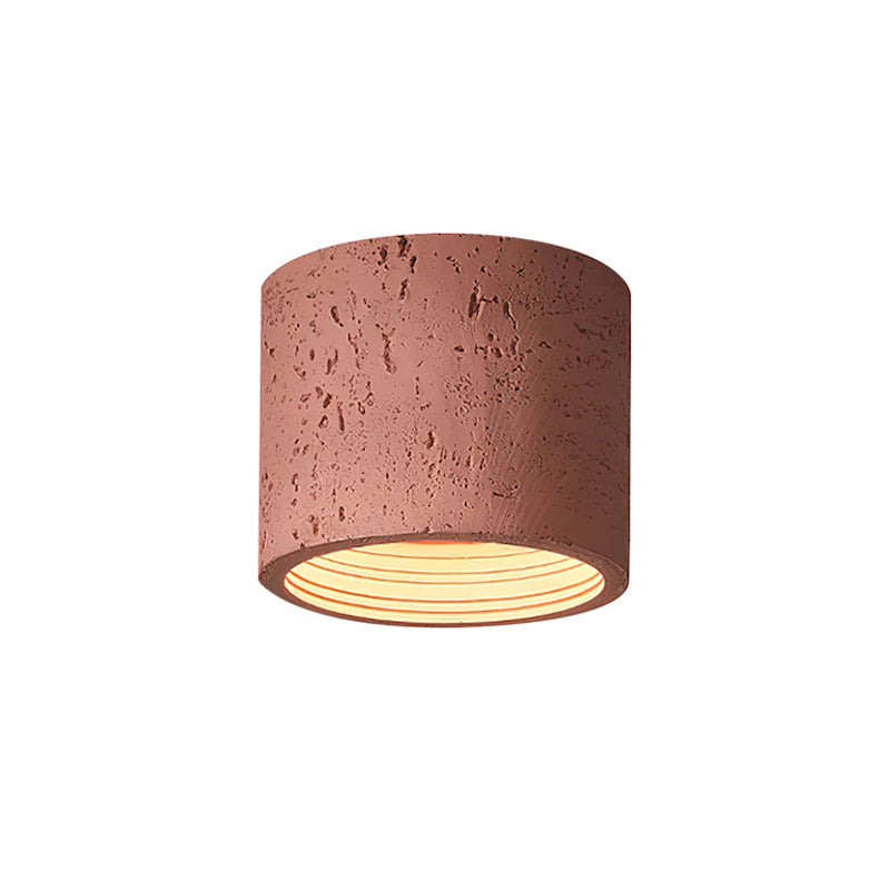 Cilindrische plafondlamp van travertijn – LED verlichting voor moderne interieurs