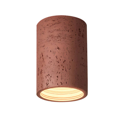 Cilindrische plafondlamp van travertijn – LED verlichting voor moderne interieurs