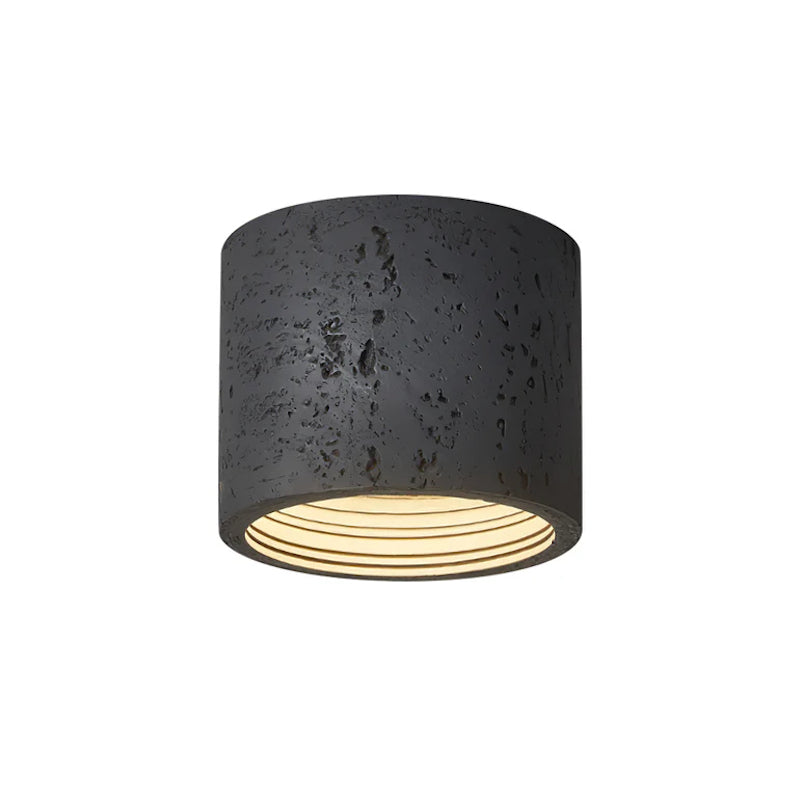Cilindrische plafondlamp van travertijn – LED verlichting voor moderne interieurs