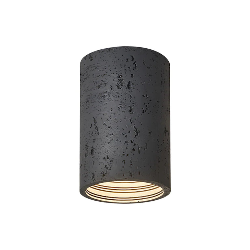 Cilindrische plafondlamp van travertijn – LED verlichting voor moderne interieurs
