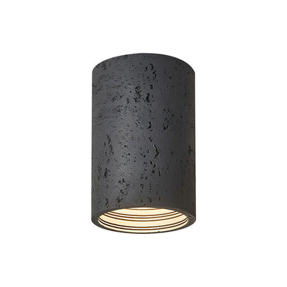 Cilindrische plafondlamp van travertijn – LED verlichting voor moderne interieurs