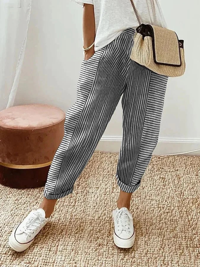Katoenen Broek Gestreept Comfortabel Dame
