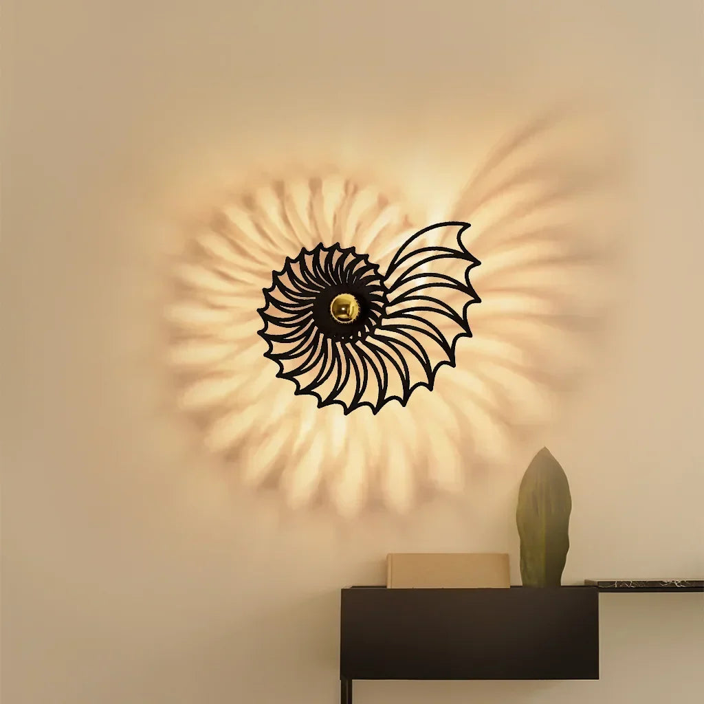 Ronde Wandlamp 50 cm Goud Keramiek Handgemaakt LED Drukknop Snoer 150 cm