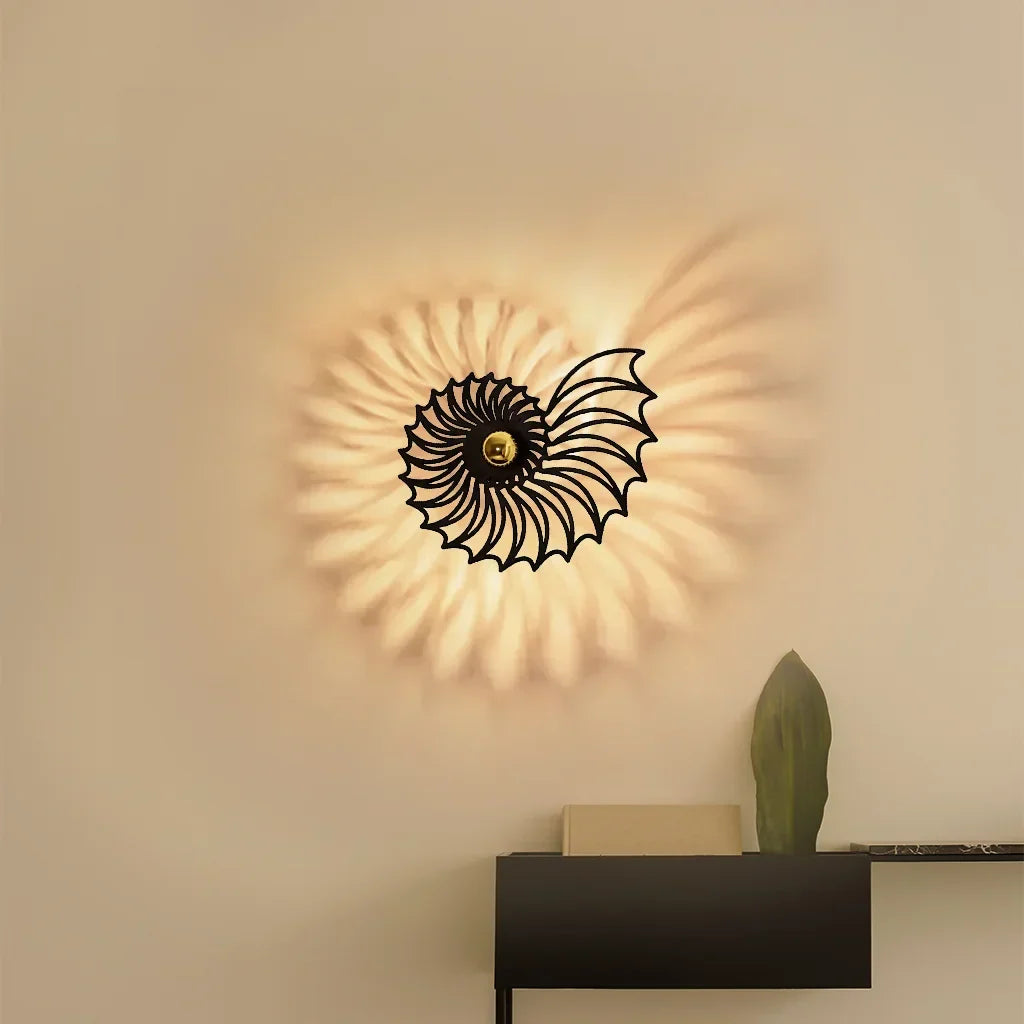 Ronde Wandlamp 50 cm Goud Keramiek Handgemaakt LED Drukknop Snoer 150 cm
