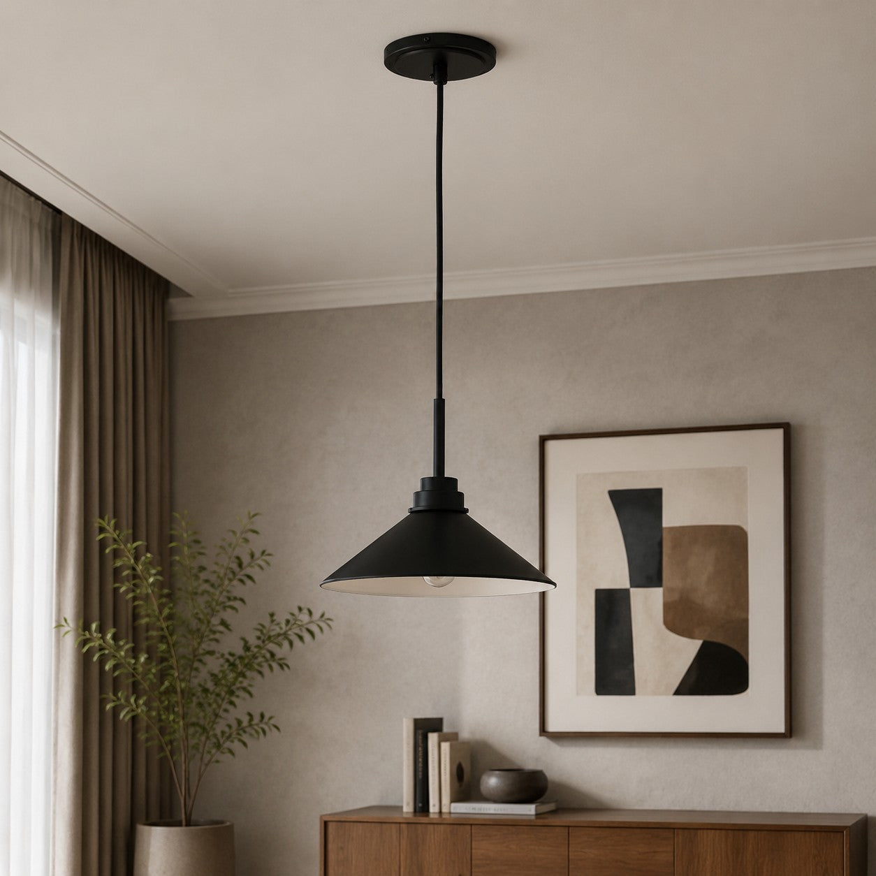 Kegelvormige Hanglamp in Landelijke Stijl - Dimbaar - Voor Keuken en Hal - Scandinavisch Geïnspireerd - Modern Farmhouse Verlichting