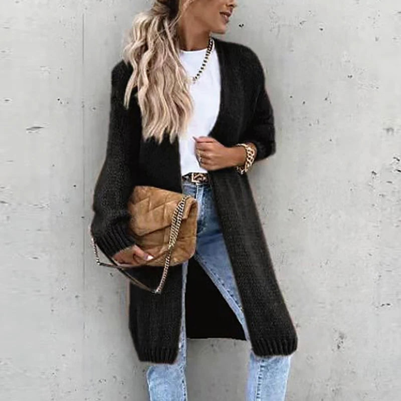 Damesvest Kasjmier Warm Middenlang Herfst Winter