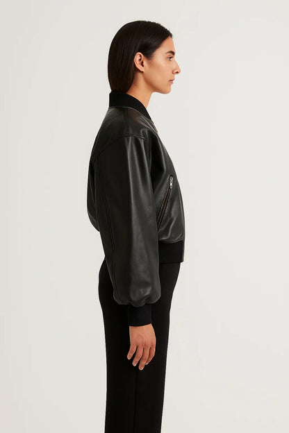 Dames Bomberjack Kort Model Elastische Boorden Casual Stijl